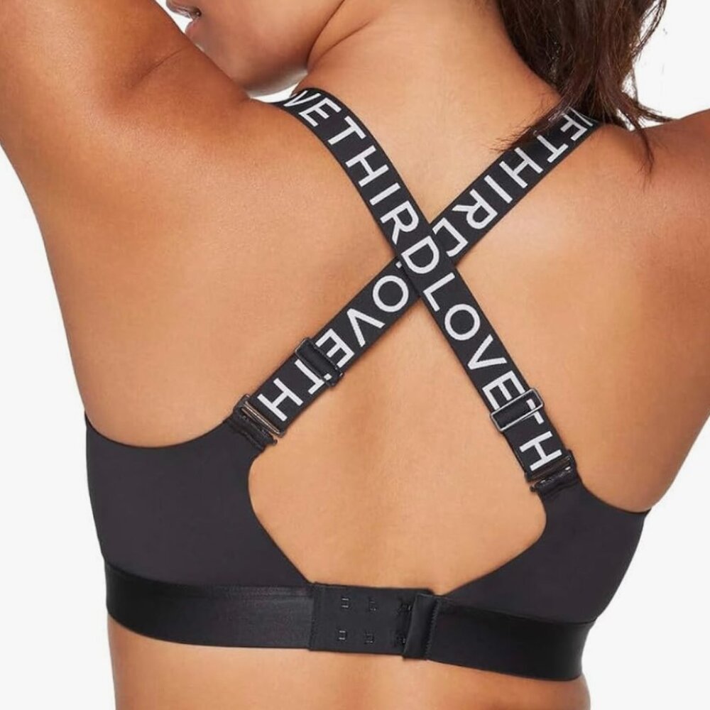 ThirdLove Kinetic Sports Bra Black Size 36D Adjustable X-Back Gym Running